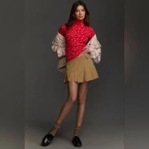 Marimekko Emali Unikko rib turtleneck top pink red floral print size small